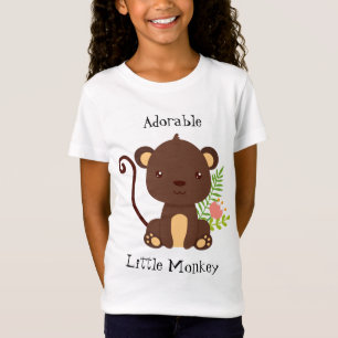 Cute Brown Monkey With Pink Flowers T-Shirt