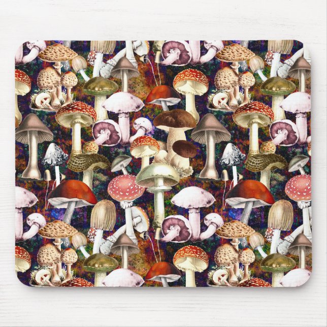 Cute brown mushroom fungi garden pattern  mouse pad (Front)