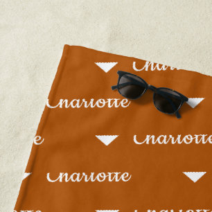 Cute Brown Name Heart Pattern Bath or Beach Towel