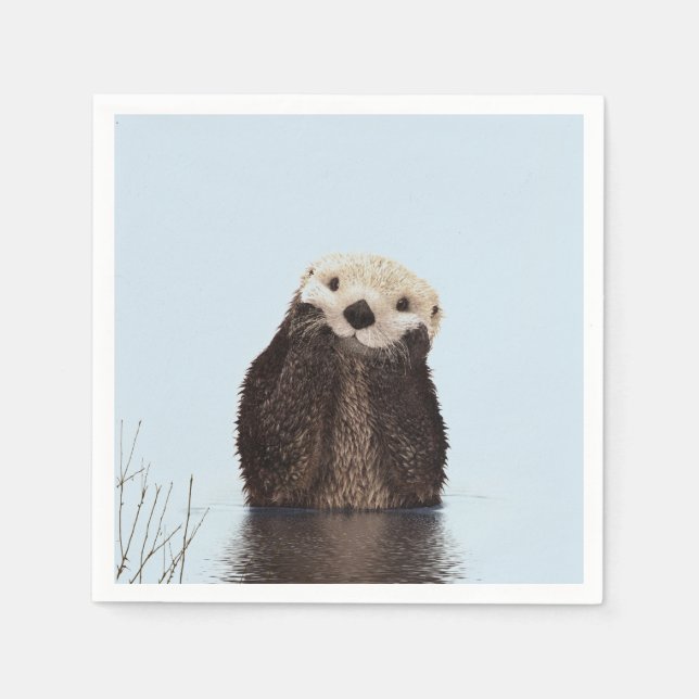 Cute Brown Otter in Water Napkins (Front)
