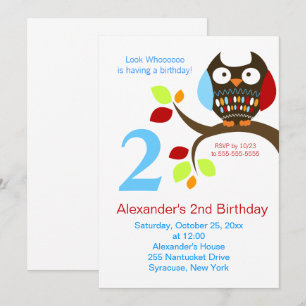 Cute Brown Owl Birthday Invitation