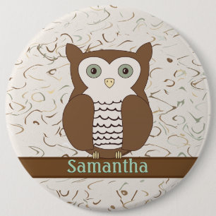 Cute Brown Owl Button