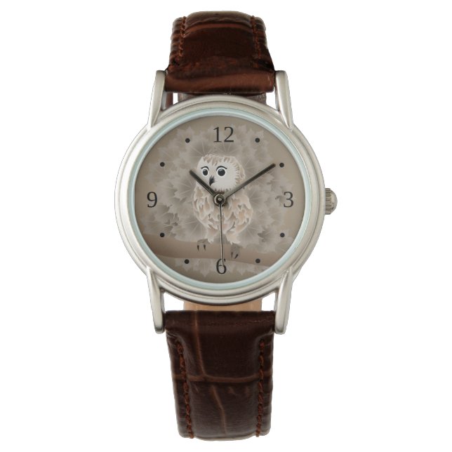Cute Brown Owl Numbers Watch (Front)