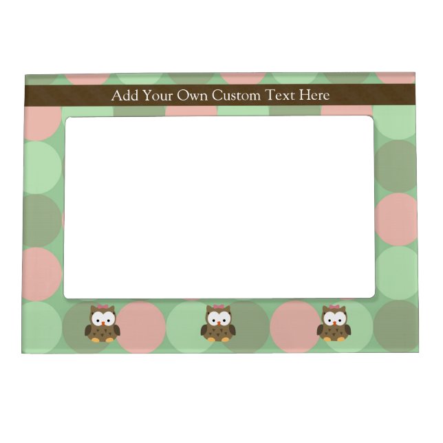 Cute Brown Owl w/Pink Bow Magnetic Frame (Front)