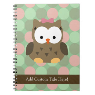 Cute Brown Owl w/Pink Bow Notebook