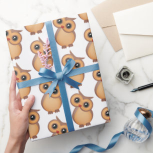 cute brown owl wrapping paper