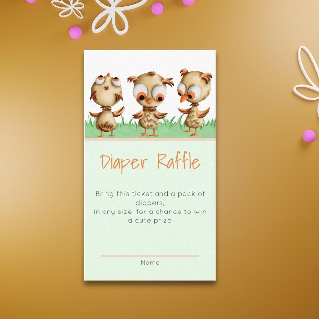 Cute Brown Owls Baby Shower Diaper Raffle Enclosure Card (Creator Uploaded)