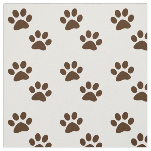 Cute Brown Paw Prints Pattern Fabric