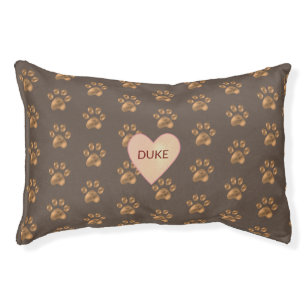 Cute Brown Pet Paws & Heart Pet Bed