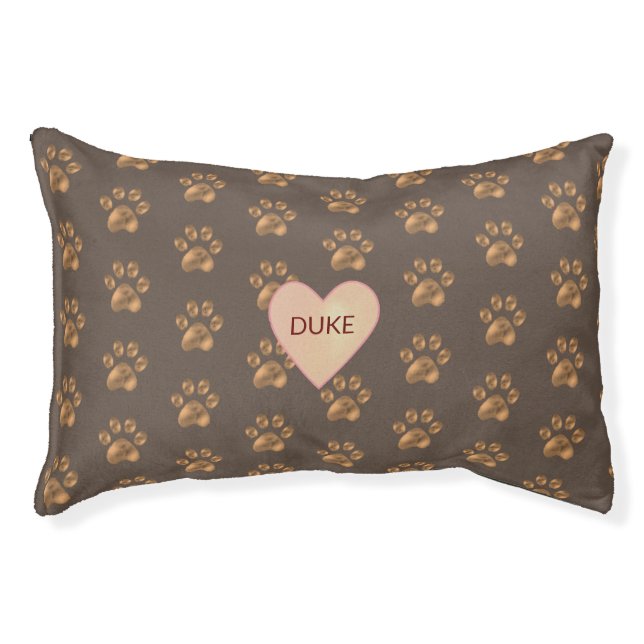 Cute Brown Pet Paws & Heart Pet Bed (Front)