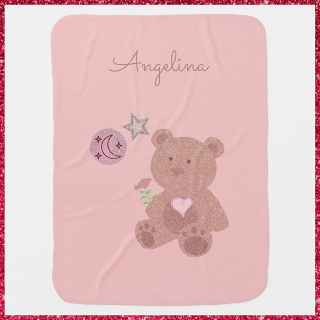 Cute Brown Pink and Bronze Teddy Bear Baby Blanket (Creator Uploaded)