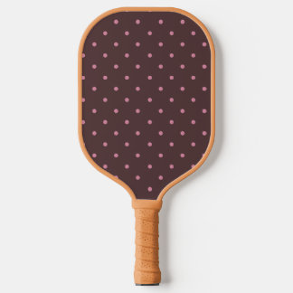 Cute Brown & Pink Polkadots Pattern Boho Polka Pickleball Paddle