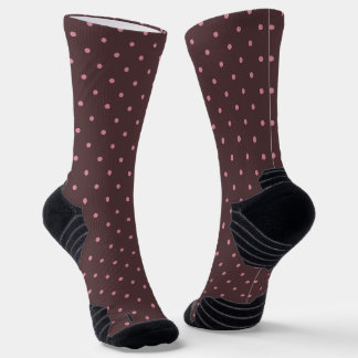 Cute Brown & Pink Polkadots Pattern Boho Polka Socks