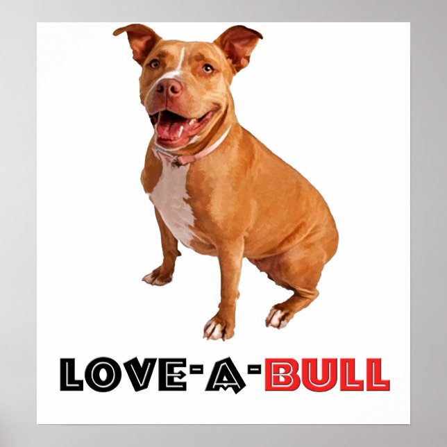 Cute Brown Pittie Love-a-Bull Poster (Front)