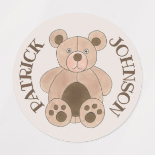 Cute Brown Plush Teddy Bear Stuffed Animal Toy Kids' Labels