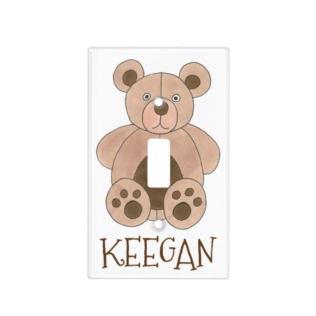 Cute Brown Plush Toy Teddy Bear Stuffed Animal Light Switch Cover (Front)