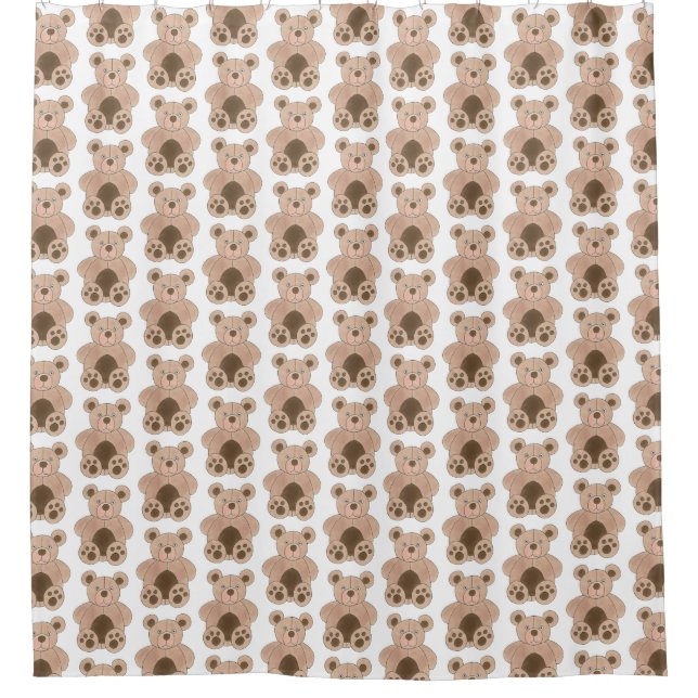 Cute Brown Plush Toy Teddy Bear Stuffed Animal Shower Curtain (Front)