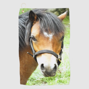 CUTE BROWN PONY  GOLF TOWEL