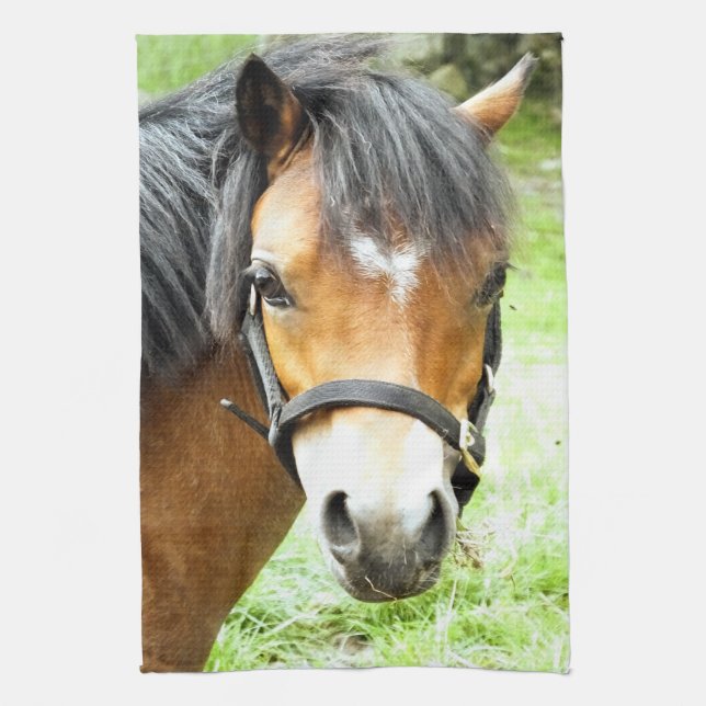 CUTE BROWN PONY  KITCHEN TOWEL (Vertical)