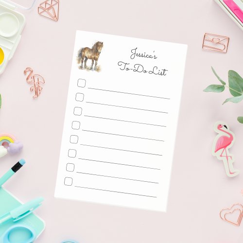 Cute Brown Pony Script Horse Kids Sticky To_Dos Post_it Notes