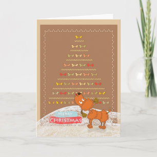 cute brown poodle Christmas card