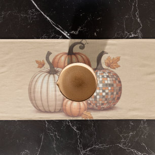 Cute Brown Pumpkin Autumn Watercolor Fall Short Table Runner