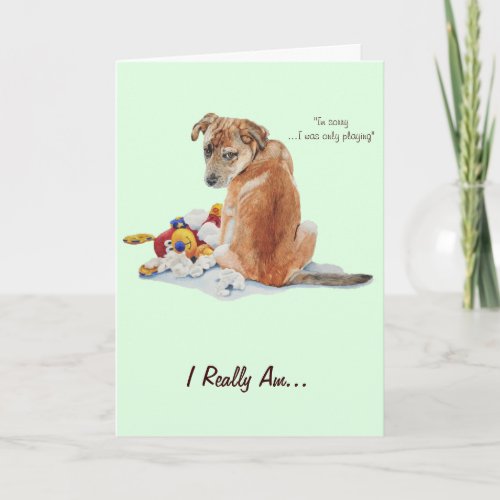 cute brown puppy and teddy realist dog portrait card