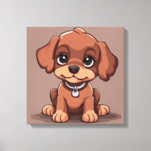 Cute brown puppy canvas print