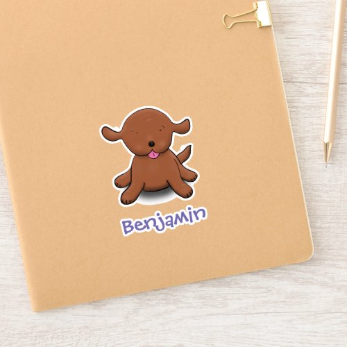 Cute brown puppy dog cartoon illustration sticker