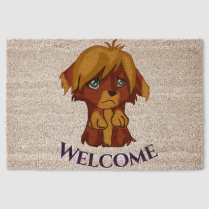 Cute Brown Puppy Dog Coir Mat