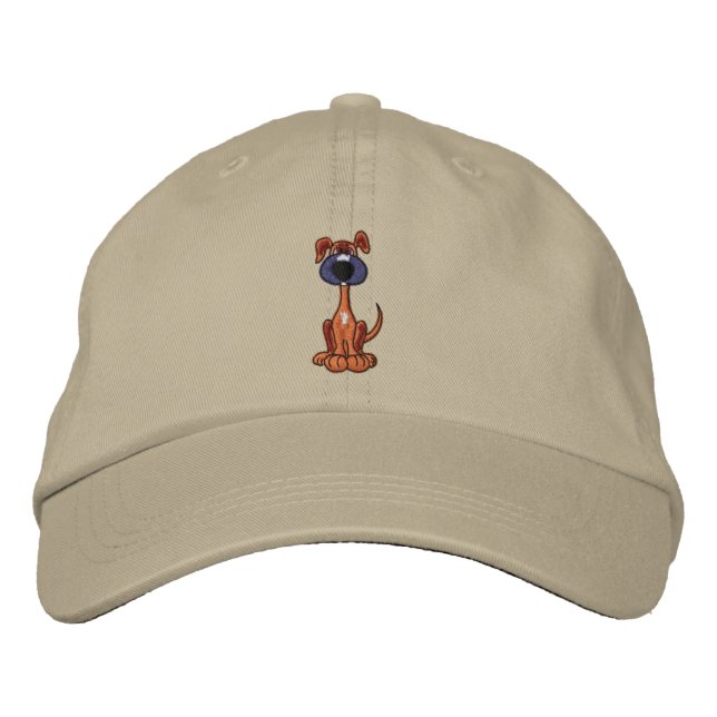 Cute Brown Puppy Dog Embroidered Hat (Front)