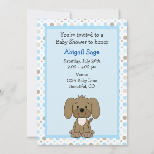 Cute Puppy Baby Shower Invitation for Boys