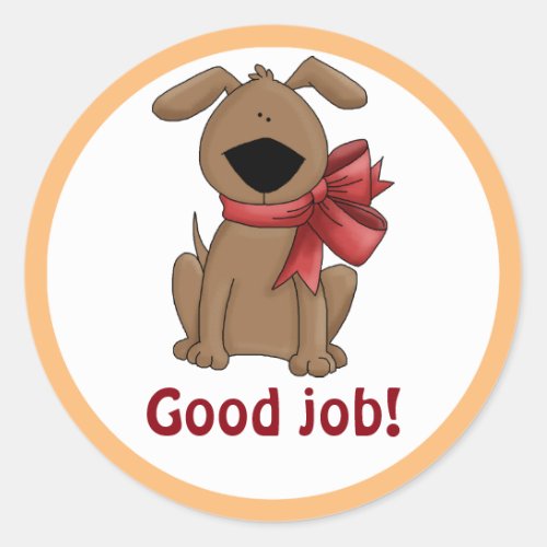 Cute Brown Puppy Dog Personalized Good Job Reward Classic Round Sticker