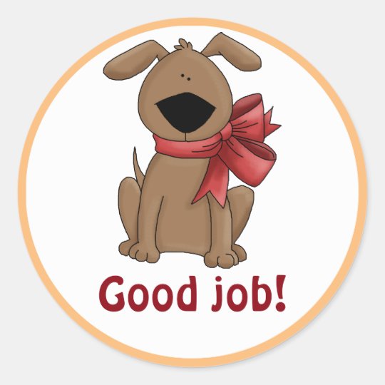 Cute Brown Puppy Dog Personalized Good Job Reward Classic Round Sticker