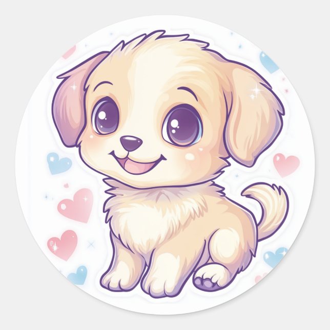 Cute Brown Puppy Dog Sticker (Front)