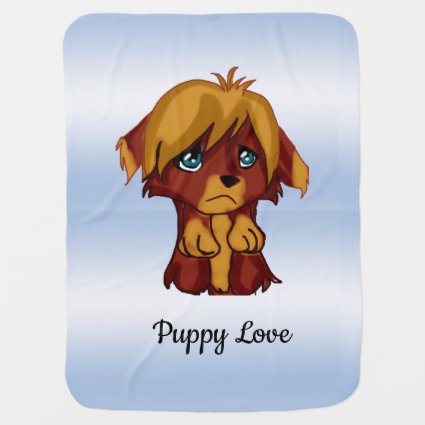 Cute Brown Puppy Dog with Blue Eyes Baby Blanket