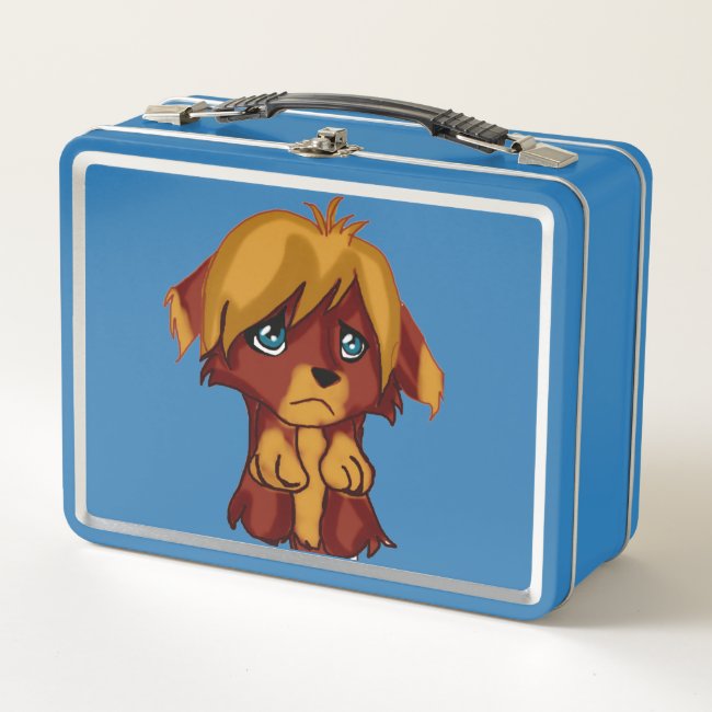 Cute Brown Puppy Dog with Blue Eyes Lunch Box
