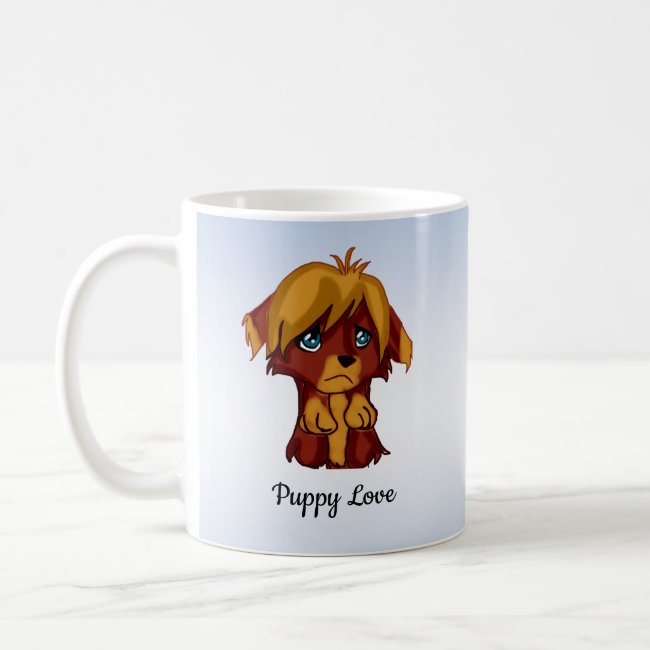 Cute Brown Puppy Dog with Blue Eyes Mug