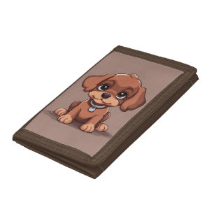 Cute brown puppy tri-fold wallet