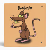 Cute brown rat thumbs up cartoon 3 ring binder (Back)