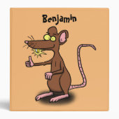 Cute brown rat thumbs up cartoon 3 ring binder (Front)