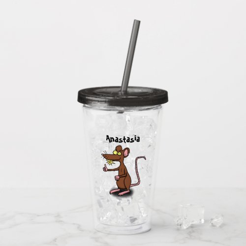 Cute brown rat thumbs up cartoon acrylic tumbler