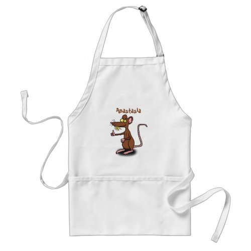 Cute brown rat thumbs up cartoon adult apron