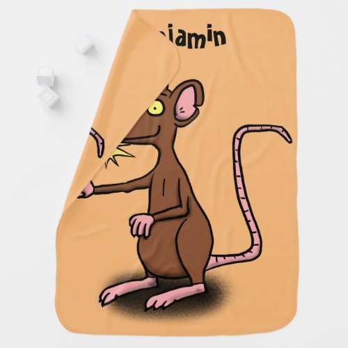 Cute brown rat thumbs up cartoon baby blanket