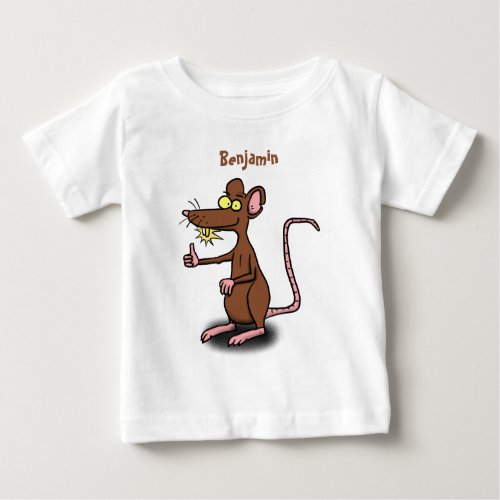 Cute brown rat thumbs up cartoon baby T_Shirt