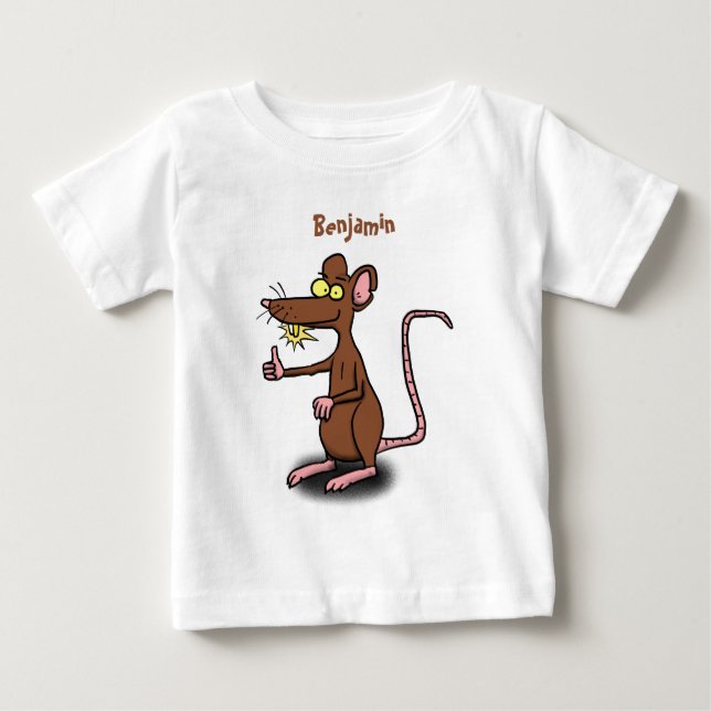 Cute brown rat thumbs up cartoon baby T-Shirt (Front)