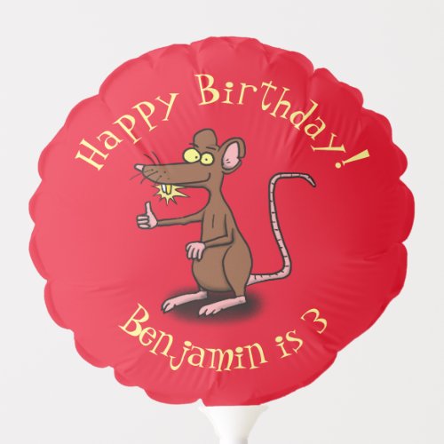 Cute brown rat thumbs up cartoon balloon