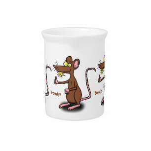 Cute brown rat thumbs up cartoon beverage pitcher