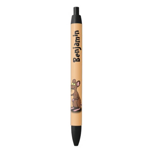 Cute brown rat thumbs up cartoon black ink pen