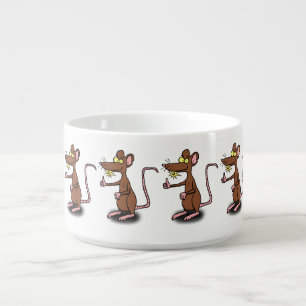 Cute brown rat thumbs up cartoon bowl